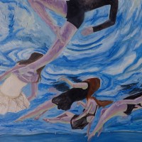 Back Float Ballet (2015) 18" x 24" Oil on Textured Panel